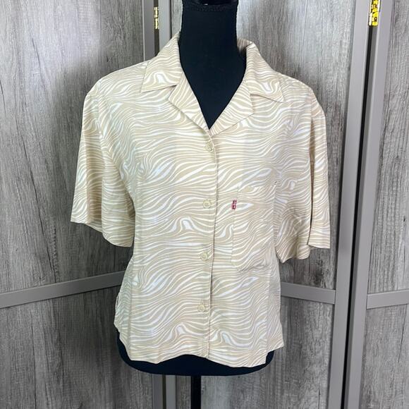 New!  Levi's Hawaiian linen blend button up shirt women's M - Picture 1 of 12